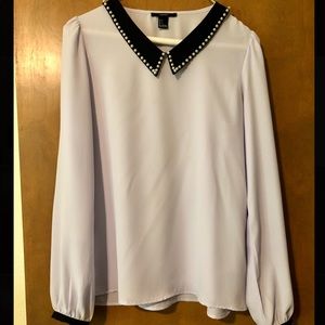 Lavender Blouse with pearl neckline